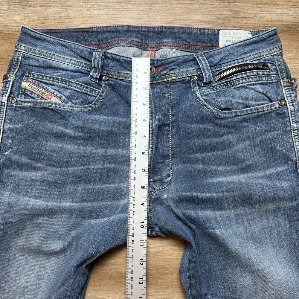 Diesel Paddom Jeans Men 33x32 Blue Straight Leg Stretch Made in Italy Fade 0R80Z